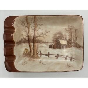 Handcrafted Ceramic Ashtray Vintage 1959 Signed and‎ Dated 7.5"Length